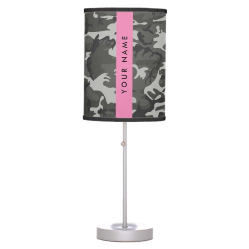 Gray Camouflage Pattern Your name Personalize Table Lamp