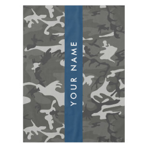 Gray Camouflage Pattern, Your name, Personalize Tablecloth