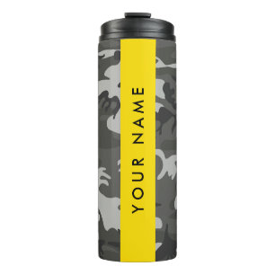 Gray Camouflage Pattern, Your name, Personalize Thermal Tumbler