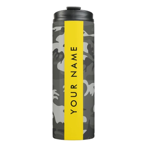 Gray Camouflage Pattern Your name Personalize Thermal Tumbler