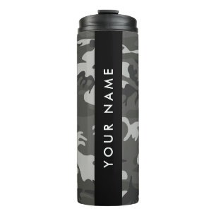 Gray Camouflage Pattern, Your name, Personalize Thermal Tumbler