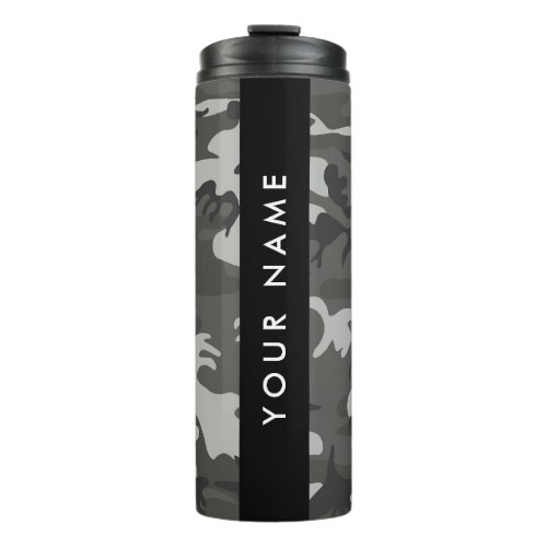 Gray Camouflage Pattern Your name Personalize Thermal Tumbler