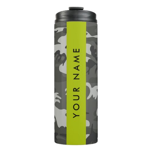 Gray Camouflage Pattern Your name Personalize Thermal Tumbler