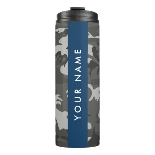 Gray Camouflage Pattern Your name Personalize Thermal Tumbler