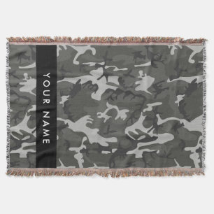 Gray Camouflage Pattern, Your name, Personalize Throw Blanket