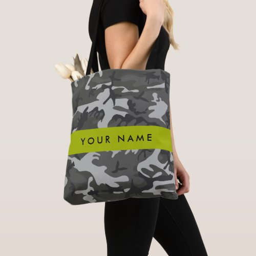 Gray Camouflage Pattern Your name Personalize Tote Bag