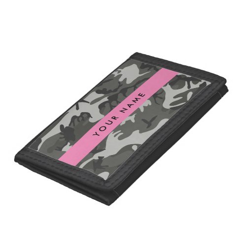 Gray Camouflage Pattern Your name Personalize Trifold Wallet