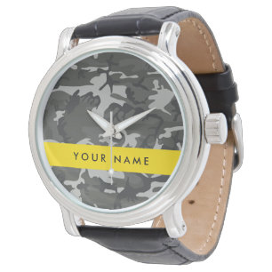 Gray Camouflage Pattern, Your name, Personalize Watch