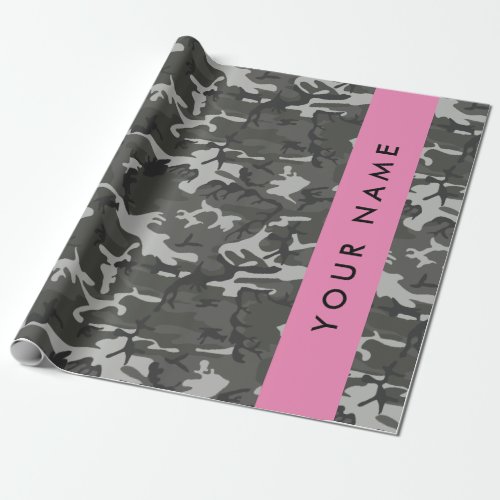 Gray Camouflage Pattern Your name Personalize Wrapping Paper