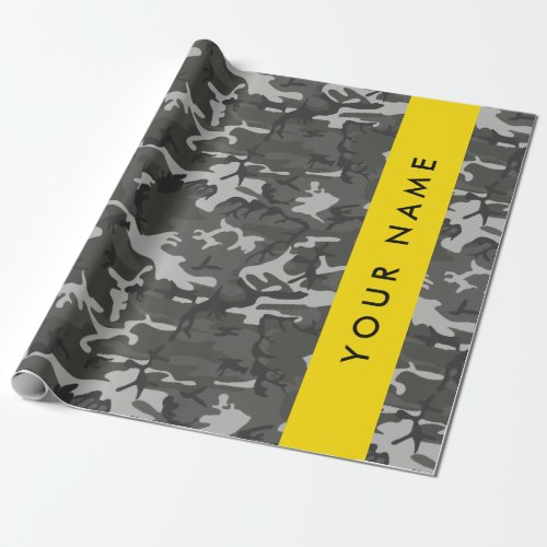Gray Camouflage Pattern Your name Personalize Wrapping Paper