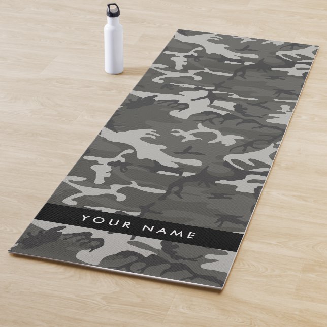 Gray Camouflage Pattern, Your name, Personalize Yoga Mat (In Situ)