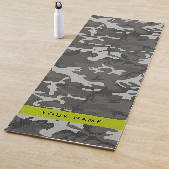 Gray Camouflage Pattern, Your name, Personalize Yoga Mat (In Situ)