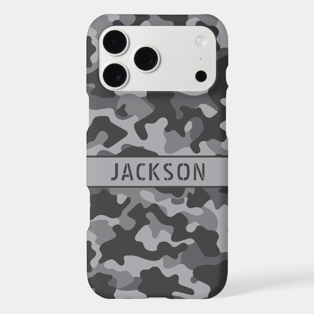Gray Camouflage Personalized Case-Mate iPhone Case (Back)
