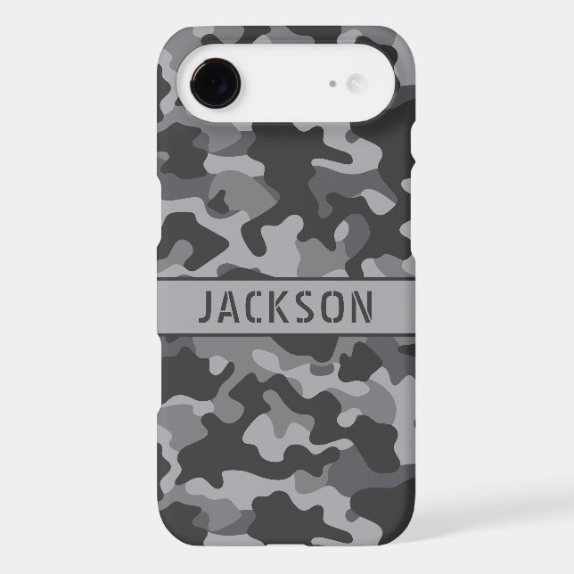 Gray Camouflage Personalized Case-Mate iPhone Case (Back)