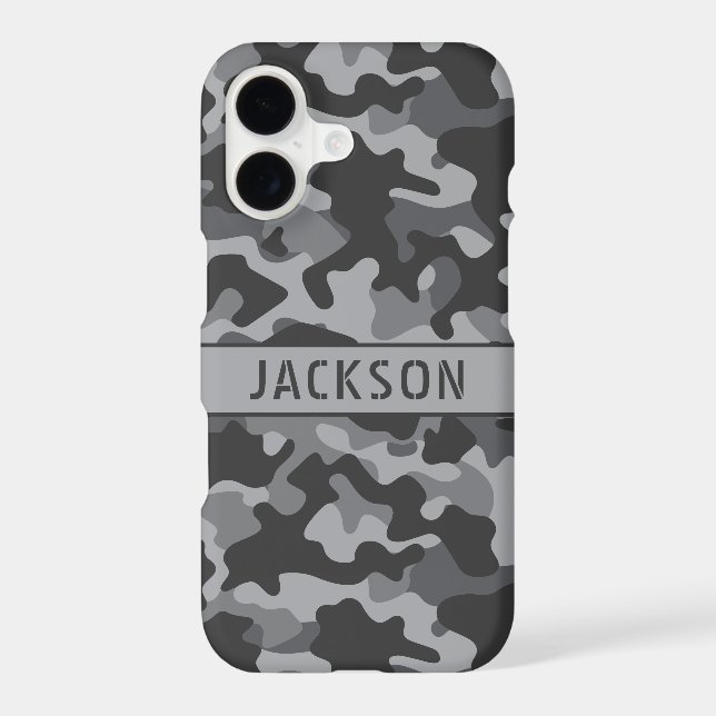 Gray Camouflage Personalized  Case-Mate iPhone Case (Back)