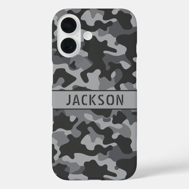 Gray Camouflage Personalized Case-Mate iPhone Case (Back)