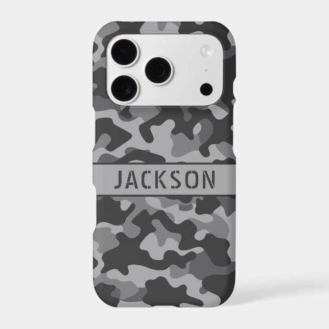 Gray Camouflage Personalized Case-Mate iPhone Case (Back)