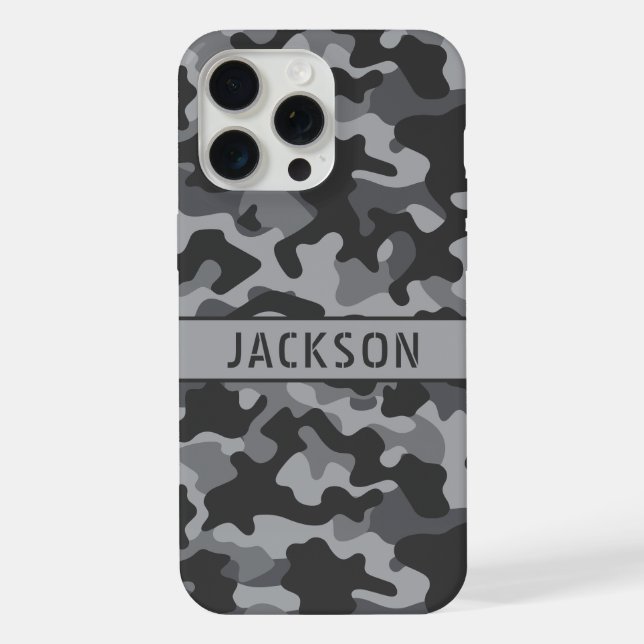 Gray Camouflage Personalized Iphone Case (Back)