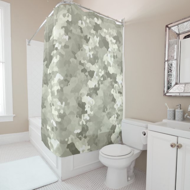 Gray Camouflage Shower Curtain (In Situ)