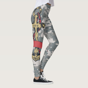 Gray camouflage, with anchor graphic design 023. leggings