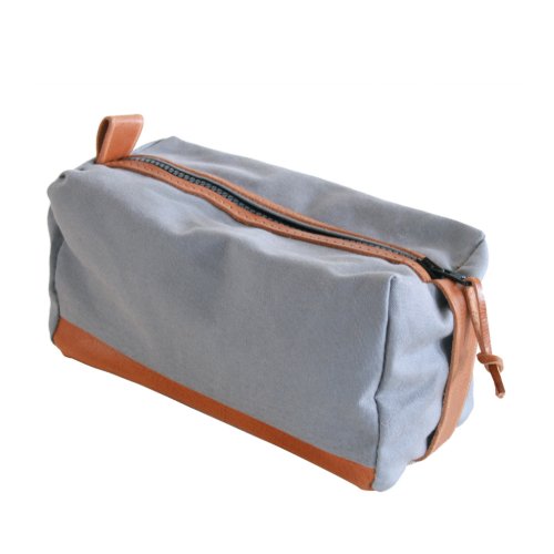 Gray Canvas and Leather Dopp Kit