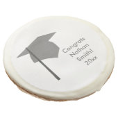 Gray Cap, Black Tassel Personalized Graduation Sugar Cookie (Angled)
