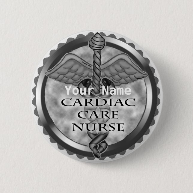 Gray Cardiac Care Nurse Button (Front)