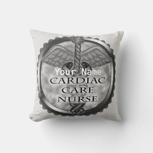 Gray Cardiac Care Nurse custom name pillow