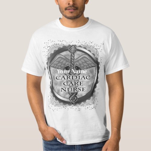 Gray Cardiac Care Nurse custom name T_Shirt