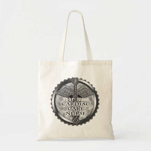 Gray Cardiac Care Nurse custom name Tote Bag