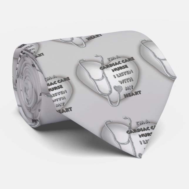 Gray Cardiac Care Nurse Tie (Rolled)
