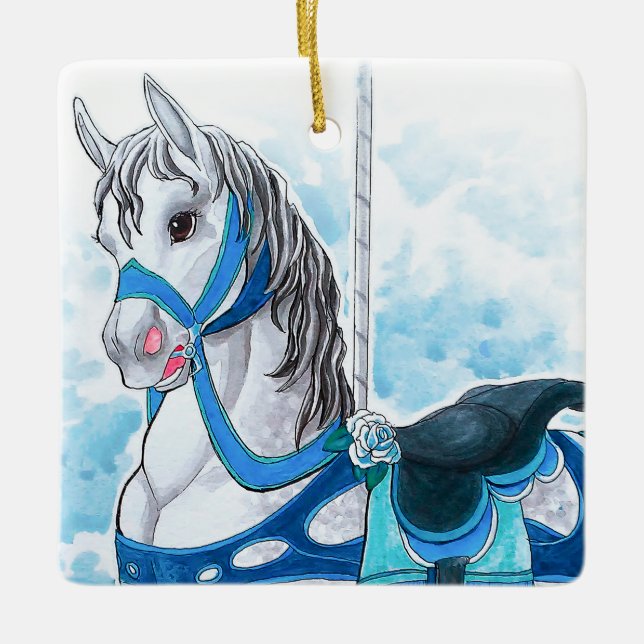 Gray Carousel Horse Ornament (Front)