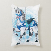 Gray Carousel Horse Pillow