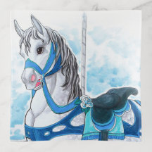 Gray Carousel Horse Square Tray