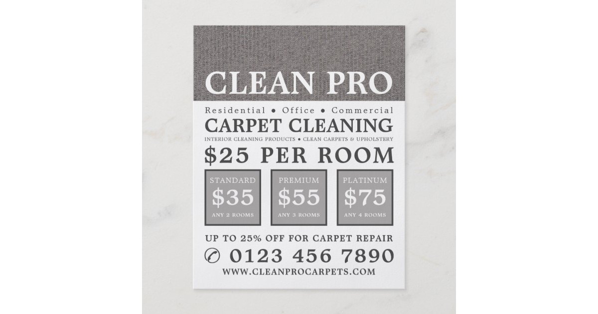 Gray Carpet, Carpet Cleaners, Cleaning Service Flyer Zazzle