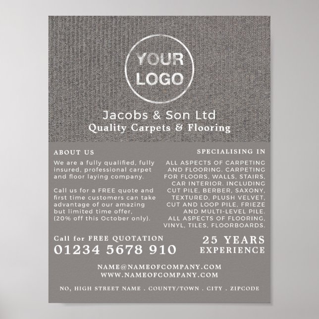Gray Carpet, Carpet Layer, Fitter Advertising Poster (Front)