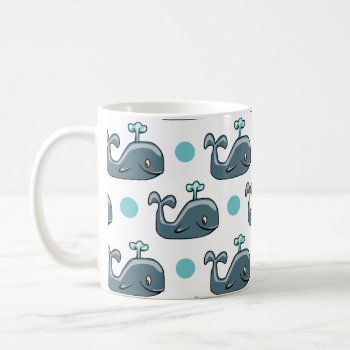 Gray Cartoon Whale  Blue Polka Dots Coffee Mug by Birthday_Party_House at Zazzle