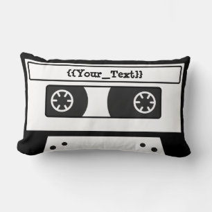 Gray Cassette Tape Lumbar Pillow