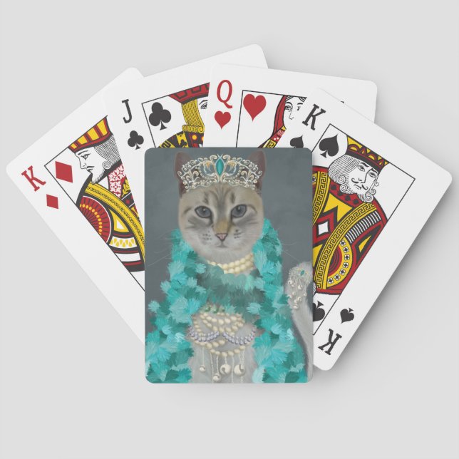 Gray Cat | Adorned With Bells Portrait Poker Cards (Back)