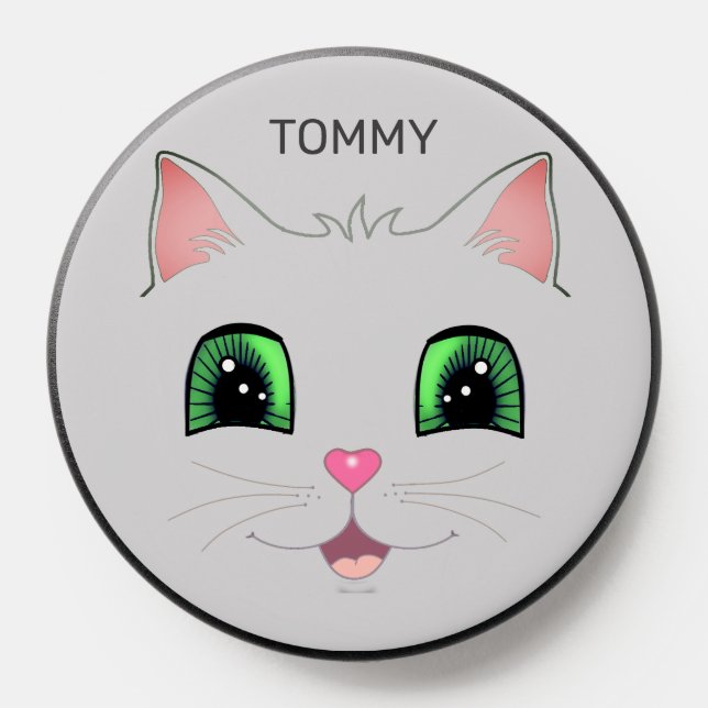 Gray Cat Anime PopSocket (Popsocket)
