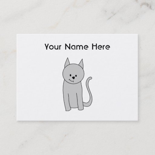 Customizable Gray Cat Cartoon. Business Cards