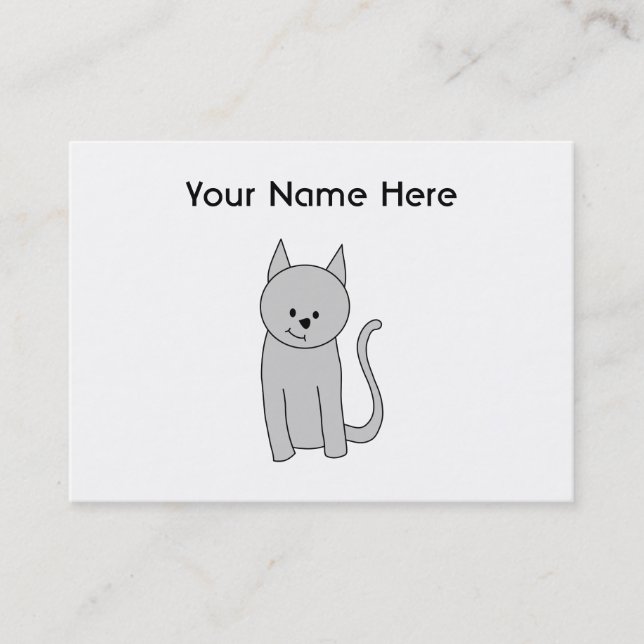 Gray Cat Cartoon. Business Card (Front)