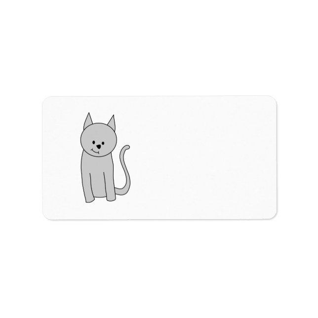 Gray Cat Cartoon. Label (Front)