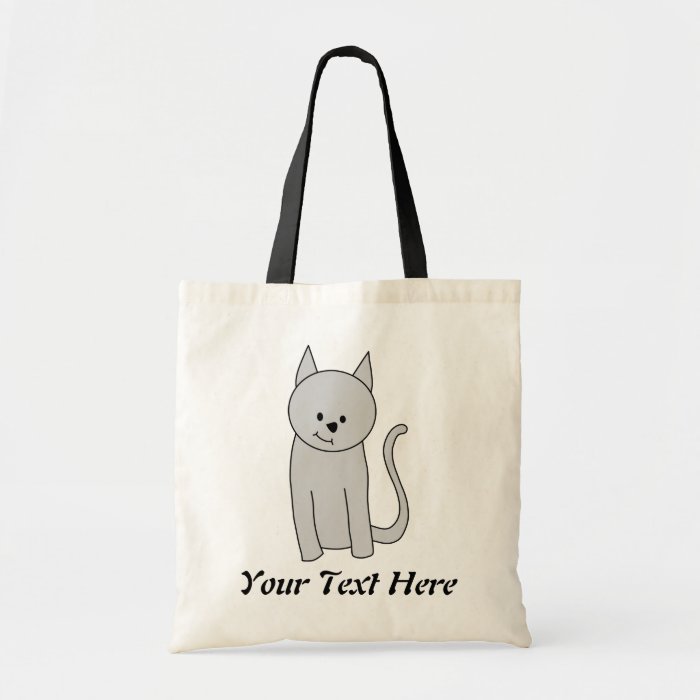 Gray Cat Cartoon. Tote Bags