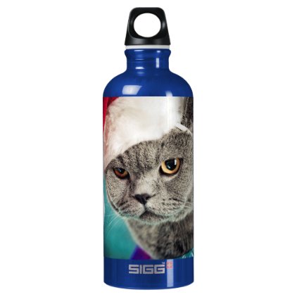 Gray cat christmas - Christmas cat -kitten cat Aluminum Water Bottle