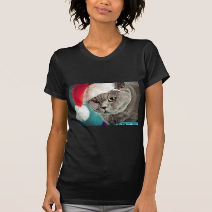 Gray cat christmas - Christmas cat -kitten cat T-Shirt