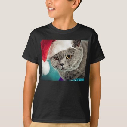 Gray cat christmas - Christmas cat -kitten cat T-Shirt