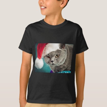 Gray cat christmas - Christmas cat -kitten cat T-Shirt