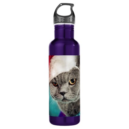 Gray cat christmas - Christmas cat -kitten cat Water Bottle