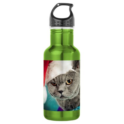 Gray cat christmas - Christmas cat -kitten cat Water Bottle